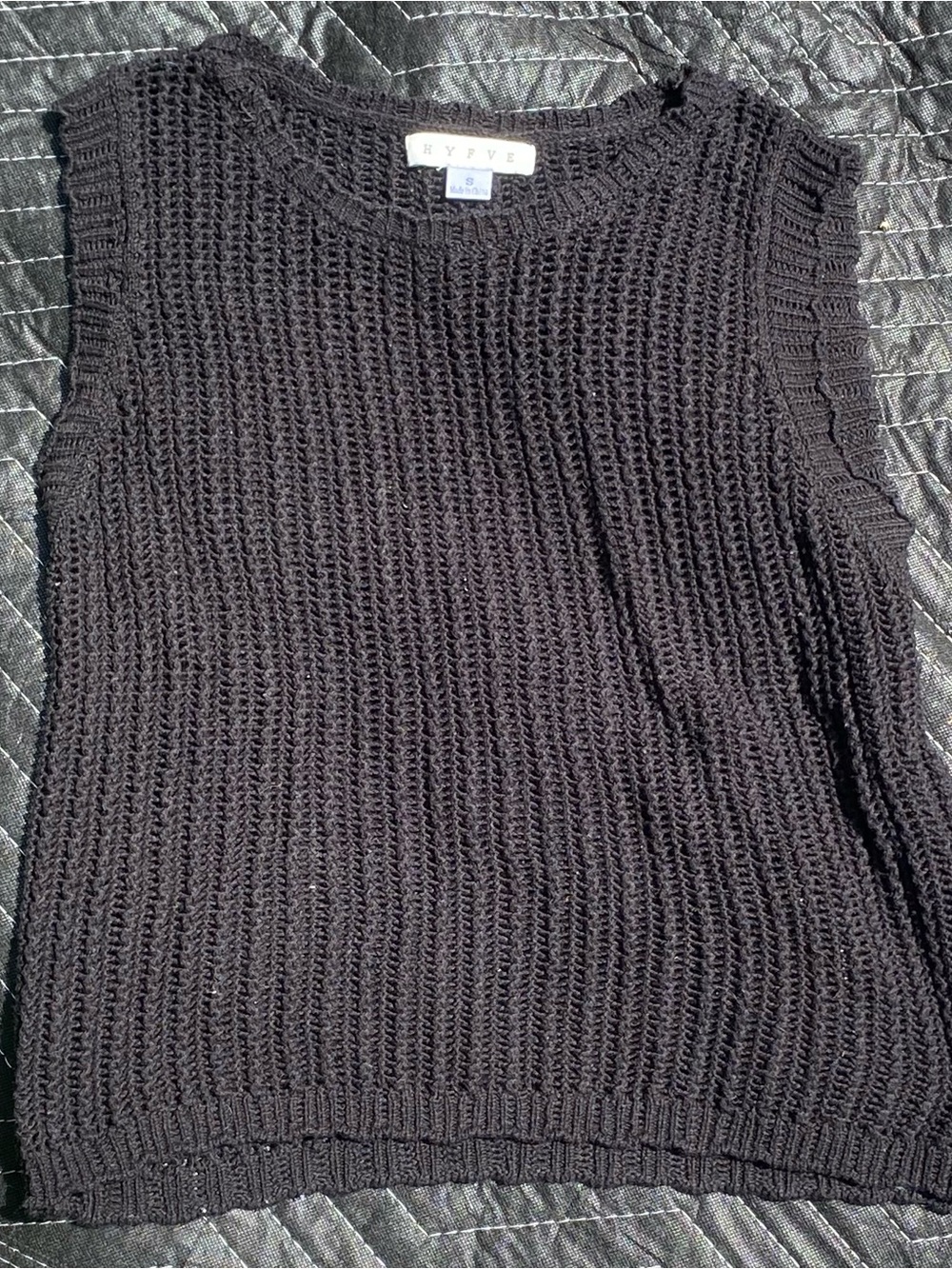 HYFVE Black Open-Knit Sleeveless Sweater Vest